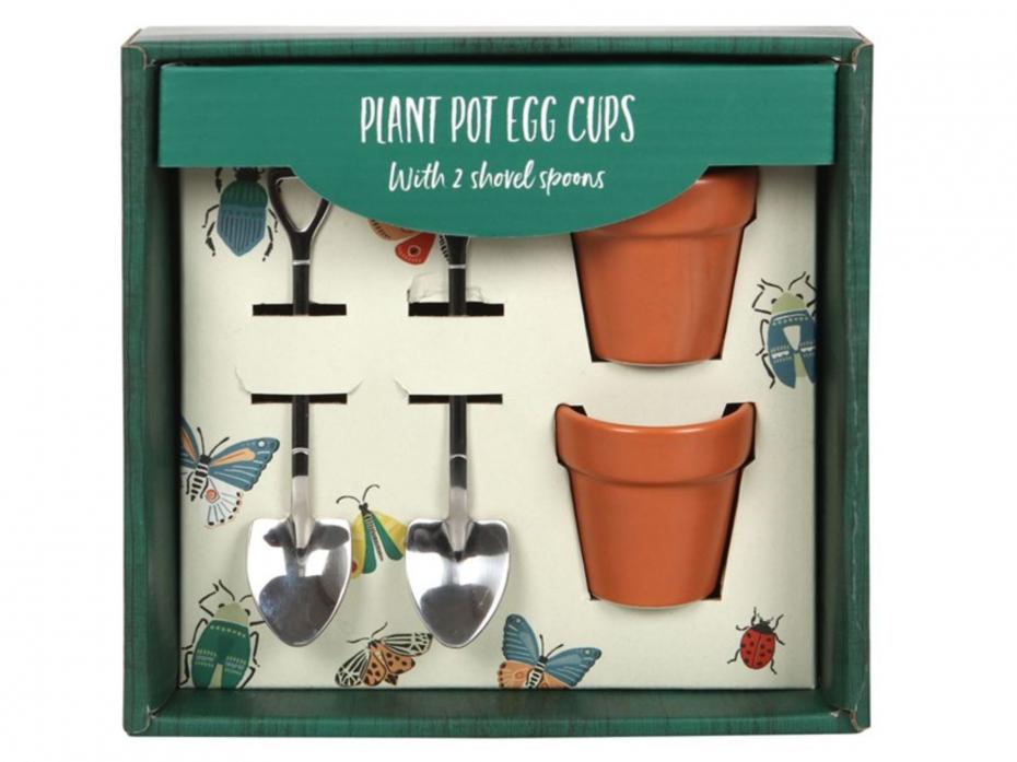 Plant Pot Egg Cups With Shovel Spoons Packaging